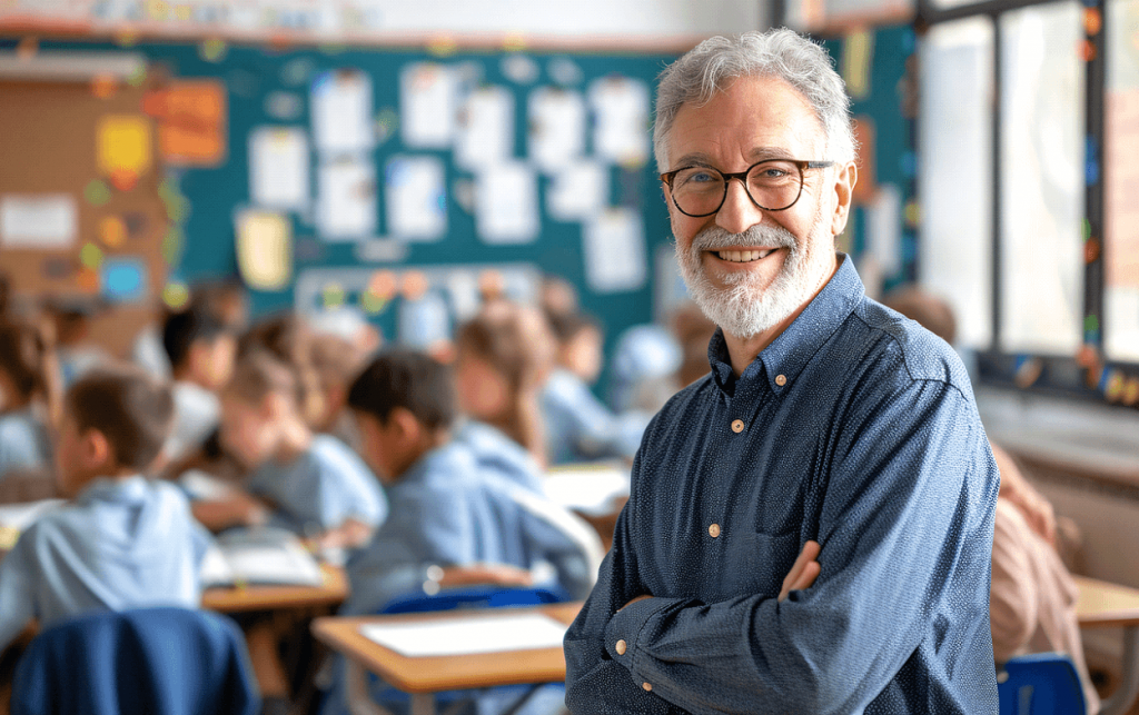 teacher in modern classroom